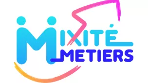 Visuel avec l'&eacute;criture Mixit&eacute; M&eacute;tiers &eacute;crit en bleu.