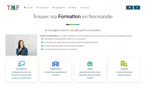 Page d'accueil du site TMF Trouver ma formation